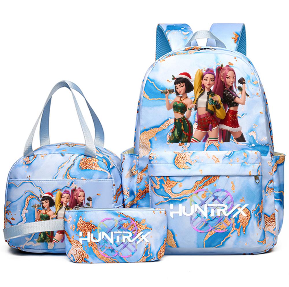 3Pcs/set Christmas K-pop Printed Backpack Handbag Pencil Case for Teenager Student Girl Boy Bookbag Schoolbag Women Large Capacity Travel Bag Kid Gift