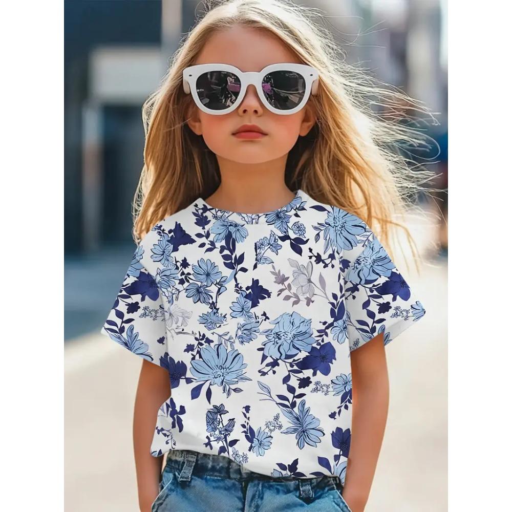 Children's Clothing Girls T-Shirt Fashion Short Sleeve Tee Summer Clothes 3D Print Children Tops Cartoon Breathable Kids T-Shirt