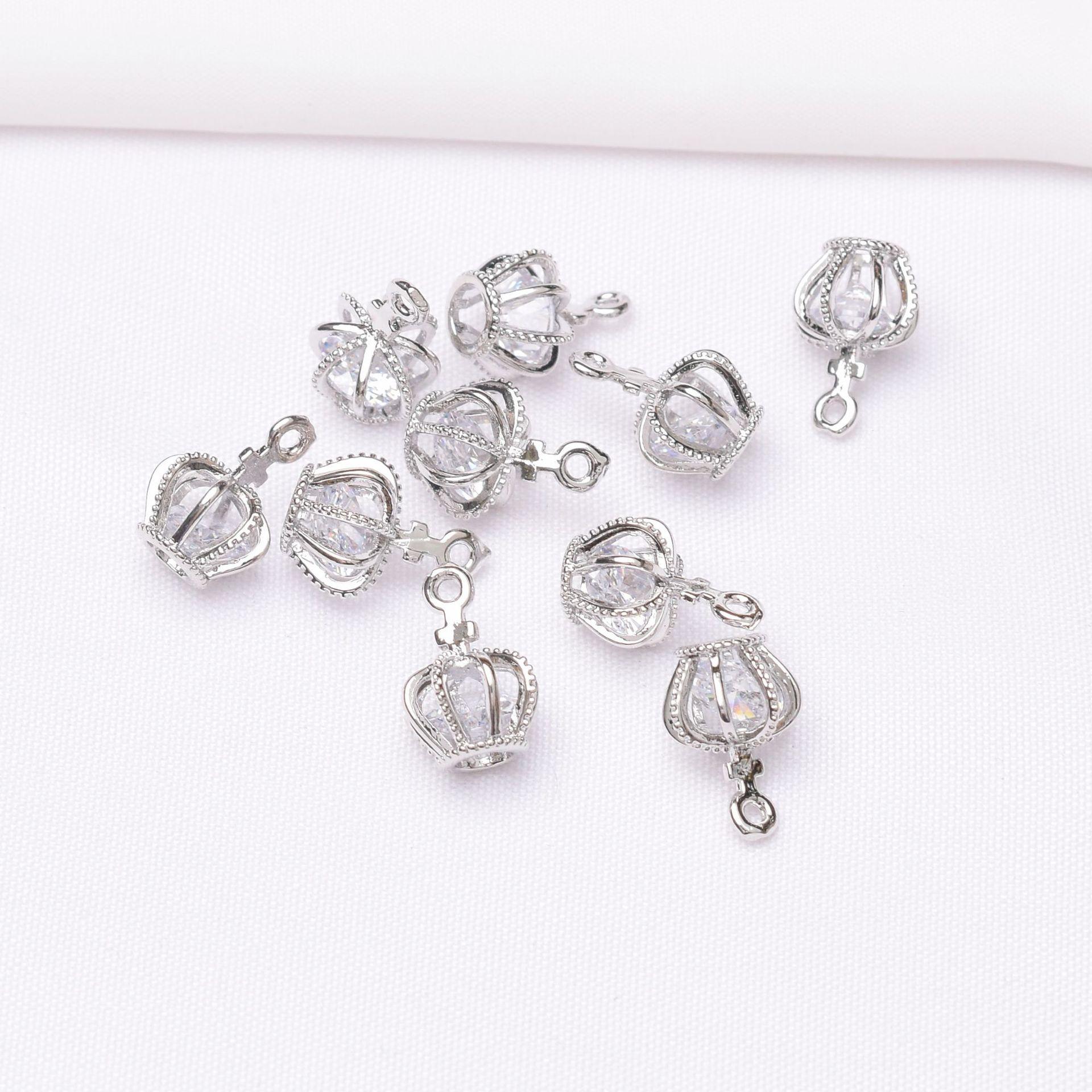 

10 шт., объемный квадратный кулон из кристаллов циркония 14 карат, обернутый в золото, кулон в виде короны, серьги «сделай сам», ожерелье, ювелирное украшение, кулон.