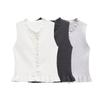 2025 Spring/Summer Women's Sleeveless Layered Knit Top - Simple, Versatile, Round Neck Design