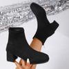 2025 Autumn/Winter Leopard Print Women's Fashion Boots - Square-Toe Chunky-Heel  Suede High-Heel Ankle Boots