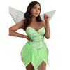 Ladies Halloween Forest Fairy Costume Sexy Solid Color Sequin Tube Tops Short Dress with Wings