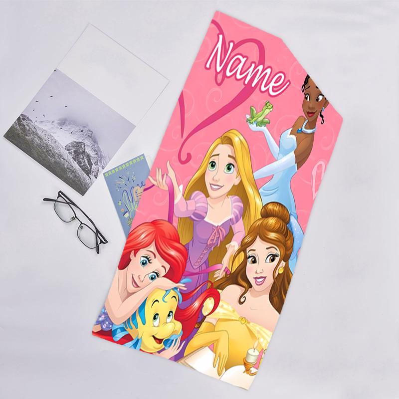 1pc Princess2 Beach Towel with Custom Name, Beach/Swimming/Bath/Picnic/Camping Towel, Suitable for Seaside Beaches