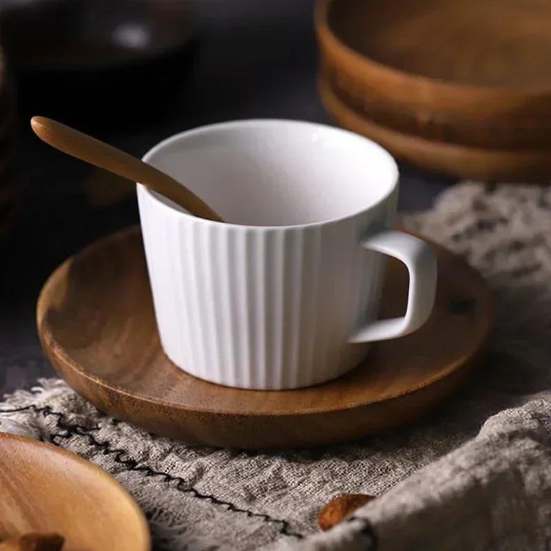 Wooden Plate Serving Tray Dishes Acacia Wood Dessert Snack Food Plate Appetizer Fruit Cake Plate Wooden Tray Kitchen Tableware