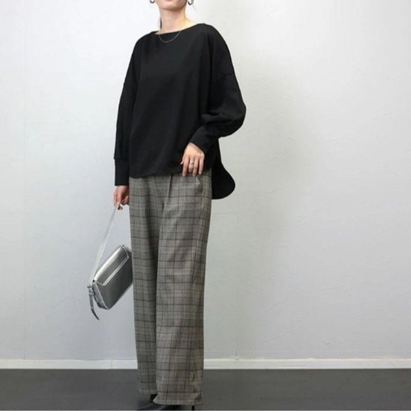 

Japanese and Korean Style Cross-Border Fashion Spring New round Neck Pullover Loose Front Short Back Casual Long Sleeve Shirt Top Female Black XL