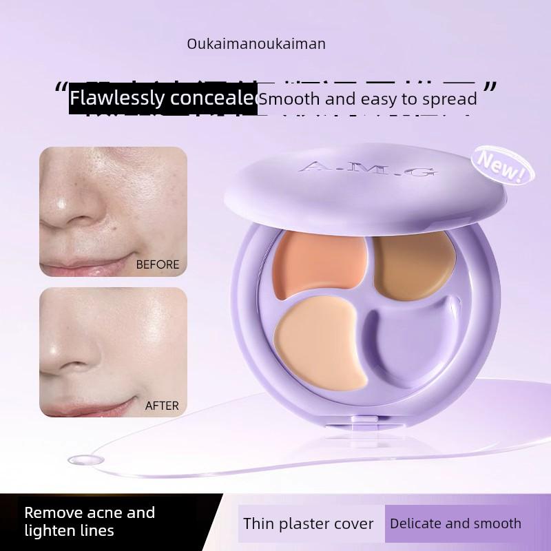 Three-Color Concealer Cover Fleck Tear-Covering Groove Dark Circles Concealer Plate Lightweight Makeup Decoration Makeup Palette