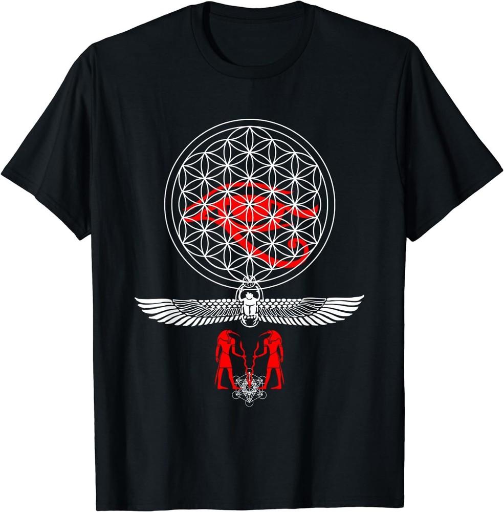 Egyptian Sacred Geometry Flower Of Life T-Shirt Horus Thoth Size S-5XL Unisex T-Shirt S