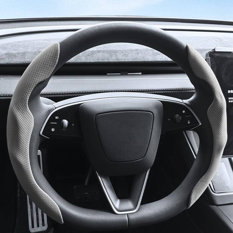 For Tesla Model Y Juniper 2025+ Steering Wheel Cover All Season Universal Deer Suede Sports Steering Wheel Cover
