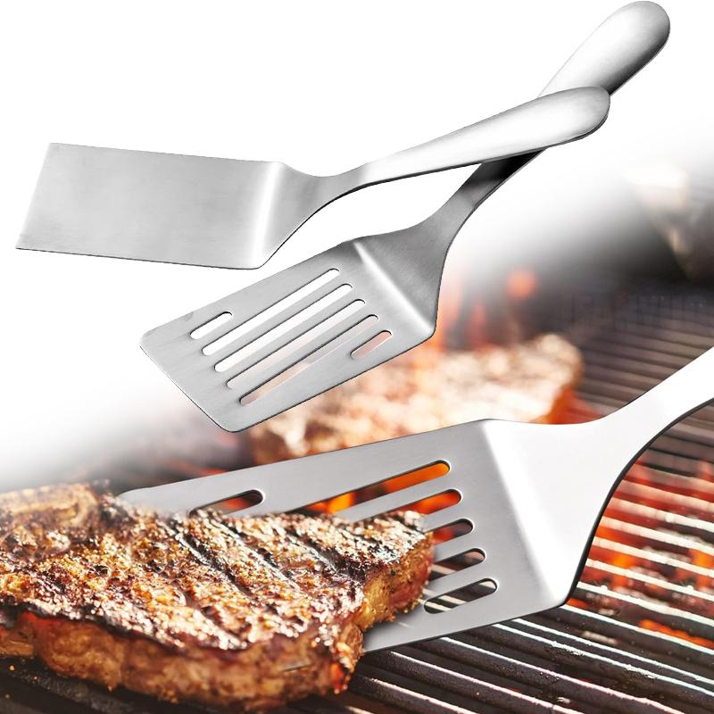 Stainless Steel Square Head Steak Cooking Spatula Pizza Shovel Pancake Beef Scraper For Kitchen BBQ Non-stick Utensils Supplies