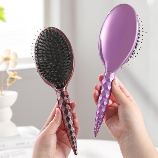 Boar Bristles Hair Brush with Ergonomic Handle Anti-static Scalp Massage Air Cushion Comb Men Women Portable Hair Styling Detangling Brush