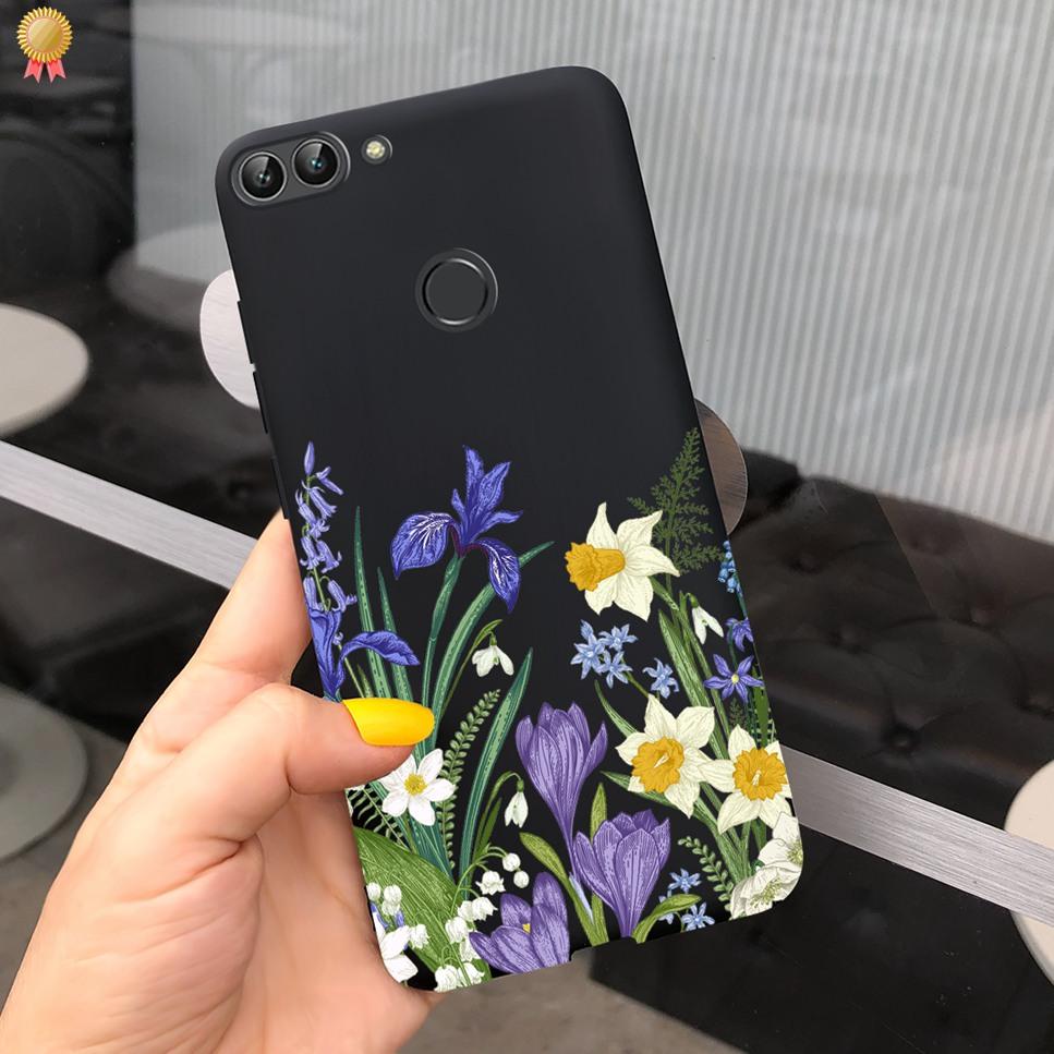 Für Huawei P Smart Hülle Niedliche Blume Schwarz Weiches TPU Silikon Bumper Hülle Für Huawei PSmart P Smart 2017 FIG-LX1 Handyhülle Funda