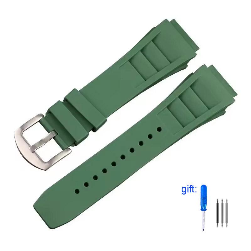 Green Red Black Gray Blue Fresh ear style Rubber Watchband For Richard Mille strap for RM011 Mille Bracelet Watch Band 25mm New