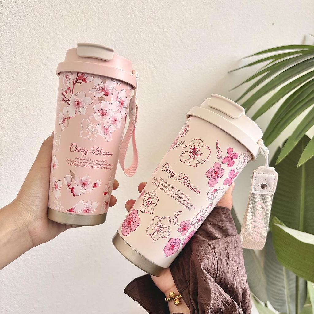 Isolerad Kaffemugg i Rostfritt Stål, Lily, för Resa: Sommarträdgårdsutgåva
