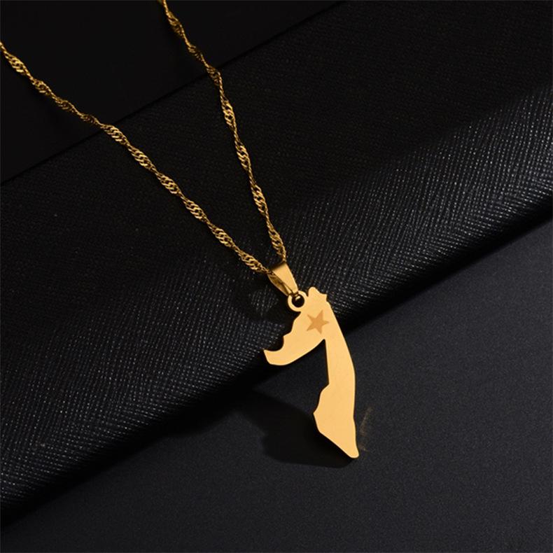Stainless Steel Africa Somalia Map Pendant Necklace - European & American Fashion Geometric Clavicle Chain for Women