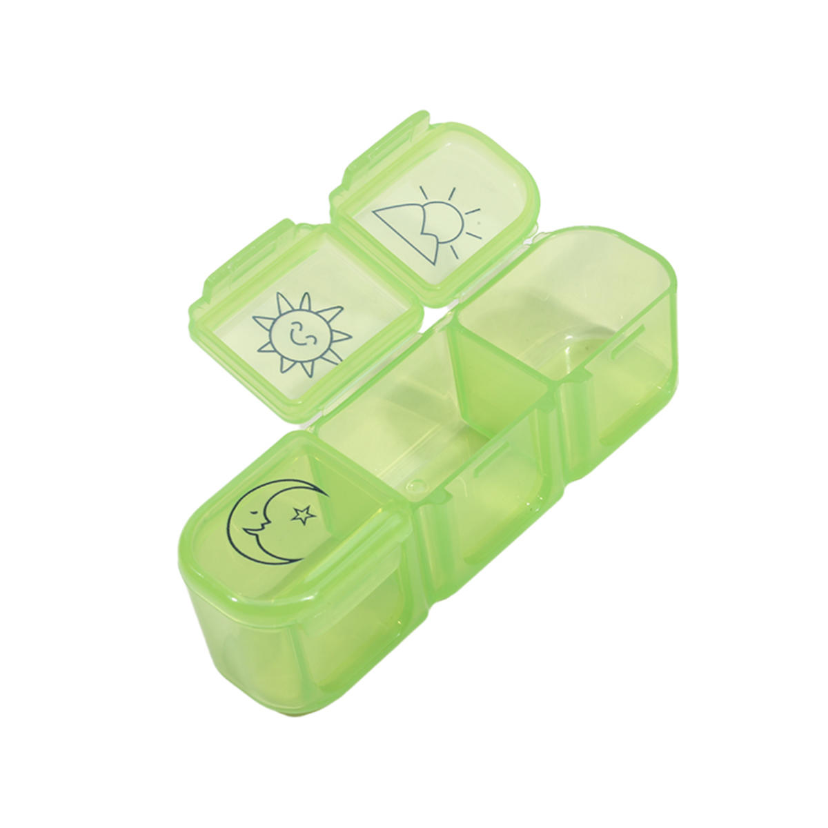 

Портативный органайзер для путешествий с тремя сетками, утренний и ночной держатель для рыбьего жира, контейнер для хранения, разноцветный раздельный контейнер зелёный