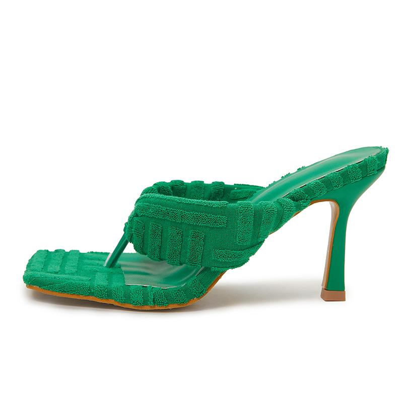 

Women Summer 9cm High Heels Slippers Party Slides Lady Green Flip Flops Slip On Casual Comfort Fetish Quality Cheap Shoes