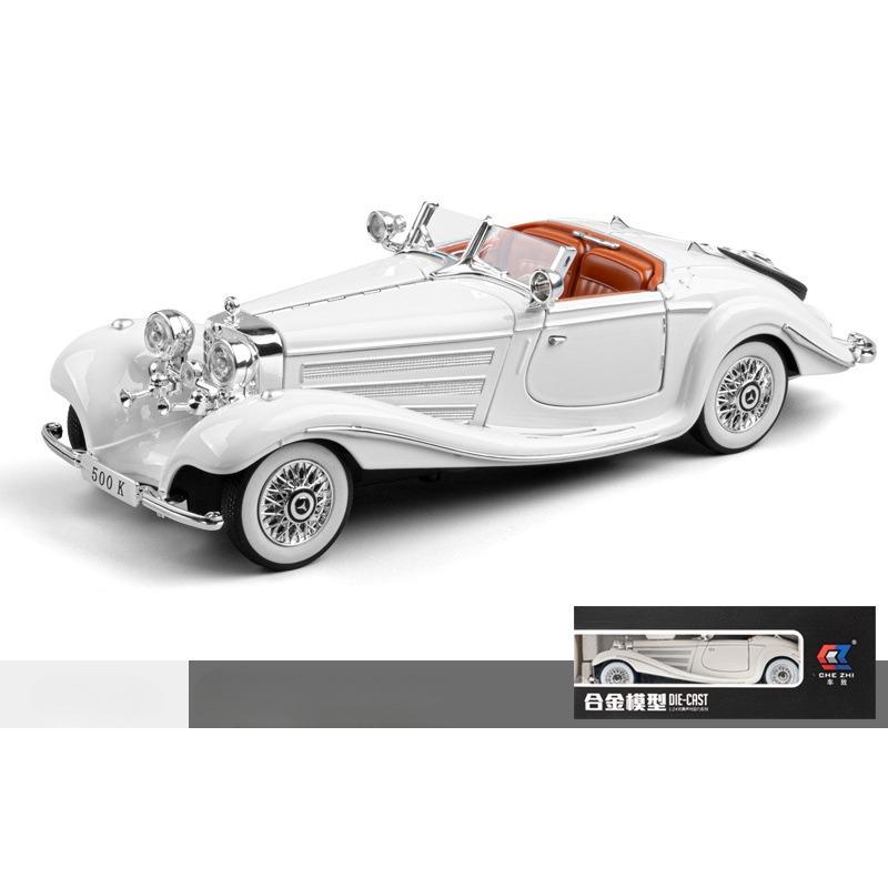 1/24 Mercedes Benz 1936 500K Classic Vintage Alloy Diecast Car Model Sound Car