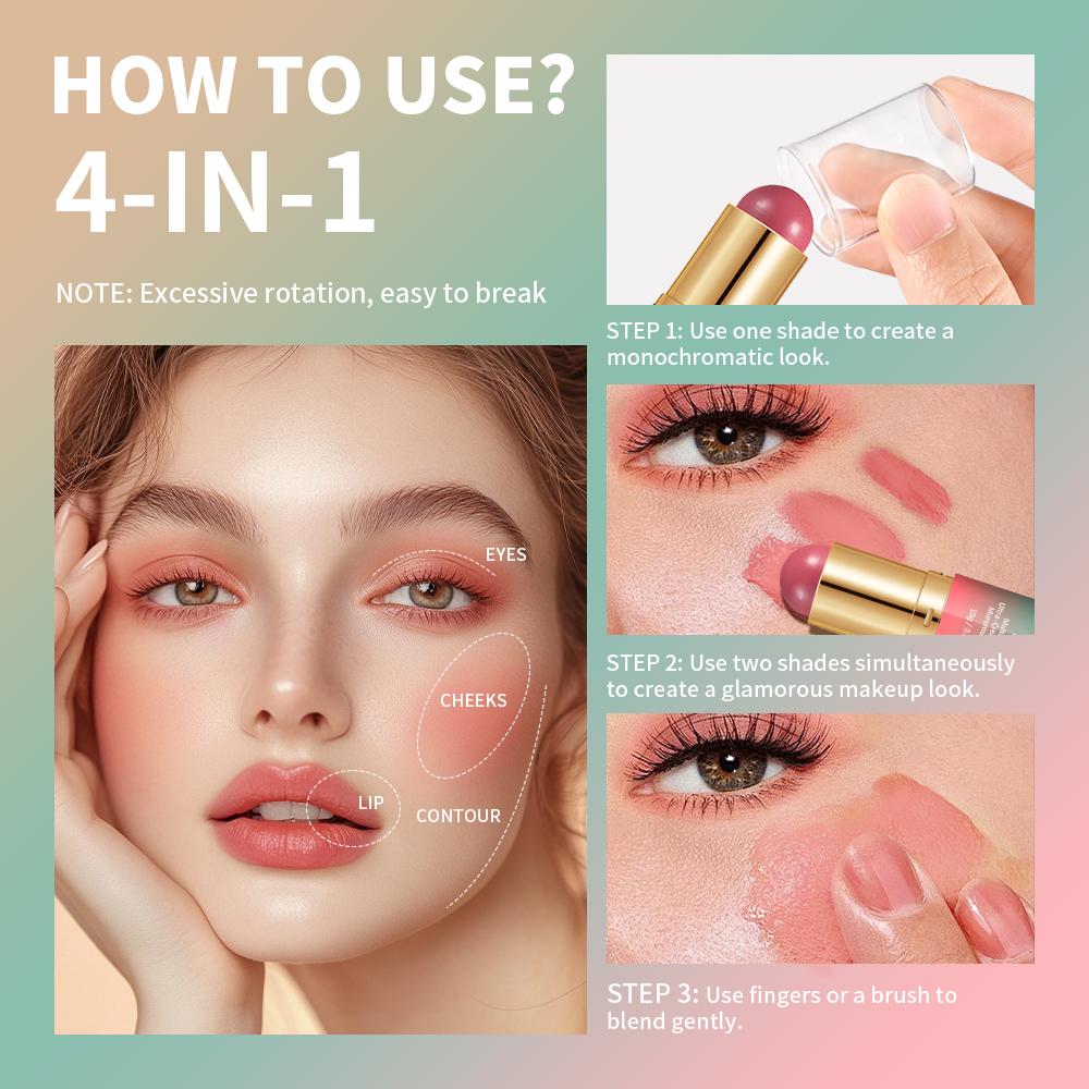 Xiaomi Butter Glow & Go Multiuse Stick Double-Headed Bronzer Blush Stick for Cheeks Contours Light Glossy Bronze&Pink Blusher Cosmetics