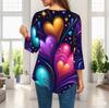 Womens Plus Size Loose Three Quarter Sleeve Blouse Pointed Hem Stylish Casual Top For Ladies Daily Outfit