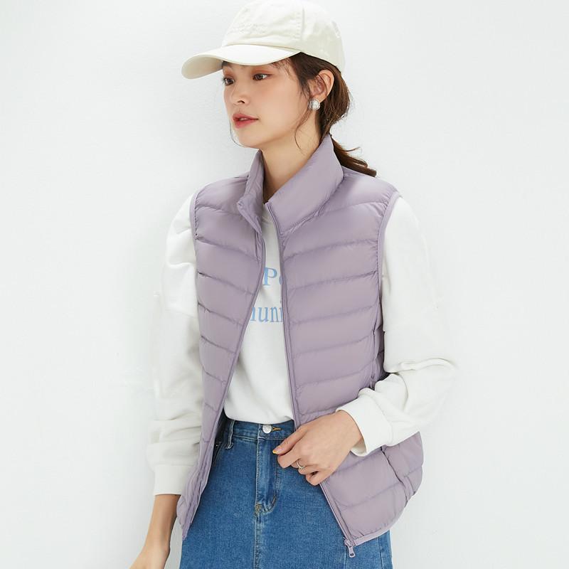 UUYUYI light and thin stand-up collar down vest women's autumn and winter warm simple vest white duck down wear versatile coat