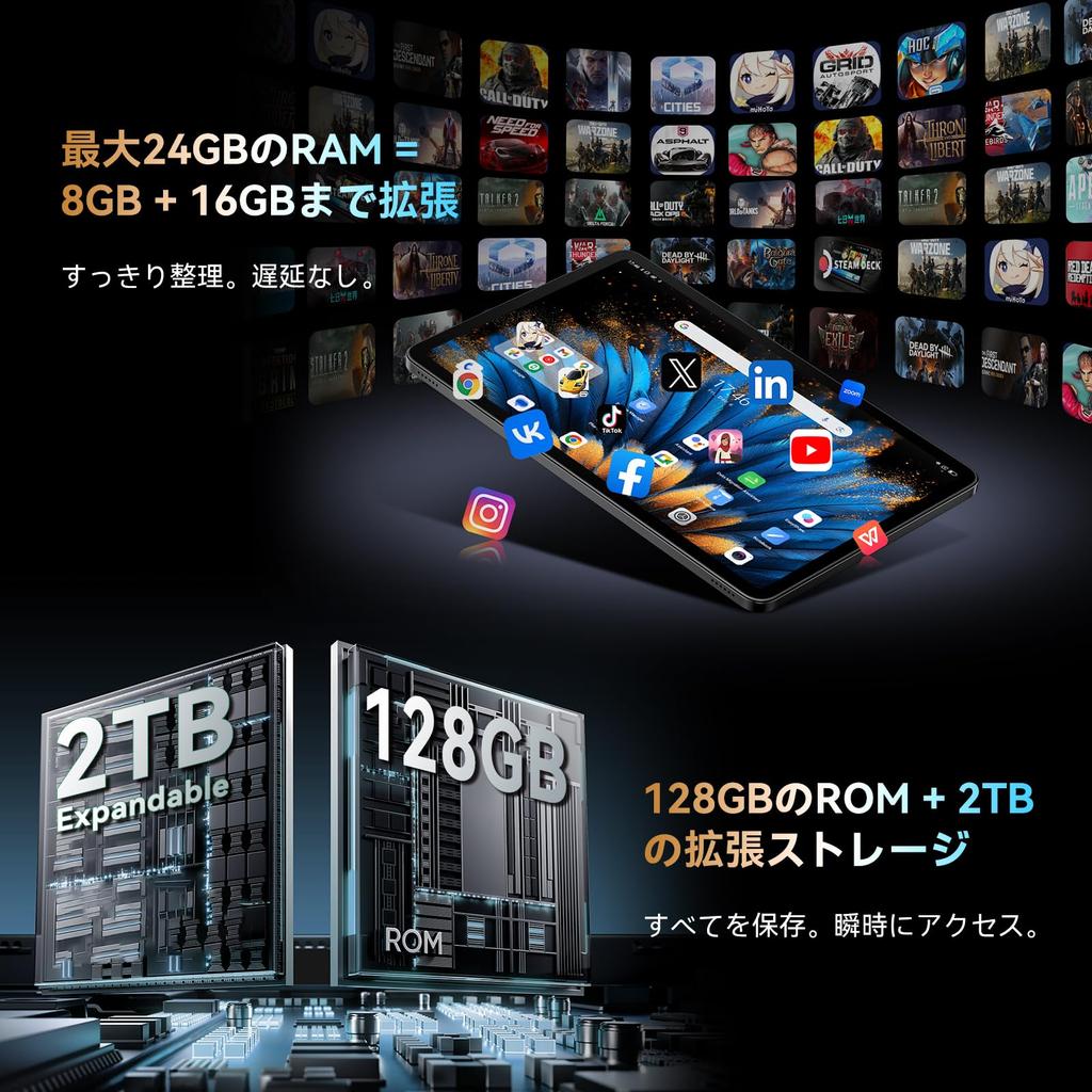 Blackview Android 15 Tablet PC with Large 9000mAh 18W PD Fast T615 Widevine L1 4G AI Gaming and Protective Case Included 12-inch Screen, 20001200