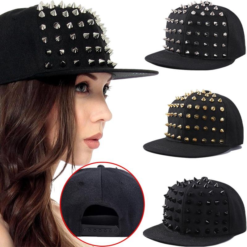 2026 Unisex Fashion Rivet Flat Hat Punk Rock Hip Hop Stud Baseball Caps Y2K Snapback Cap Outdoor Sports Adjustable Hats Gorras