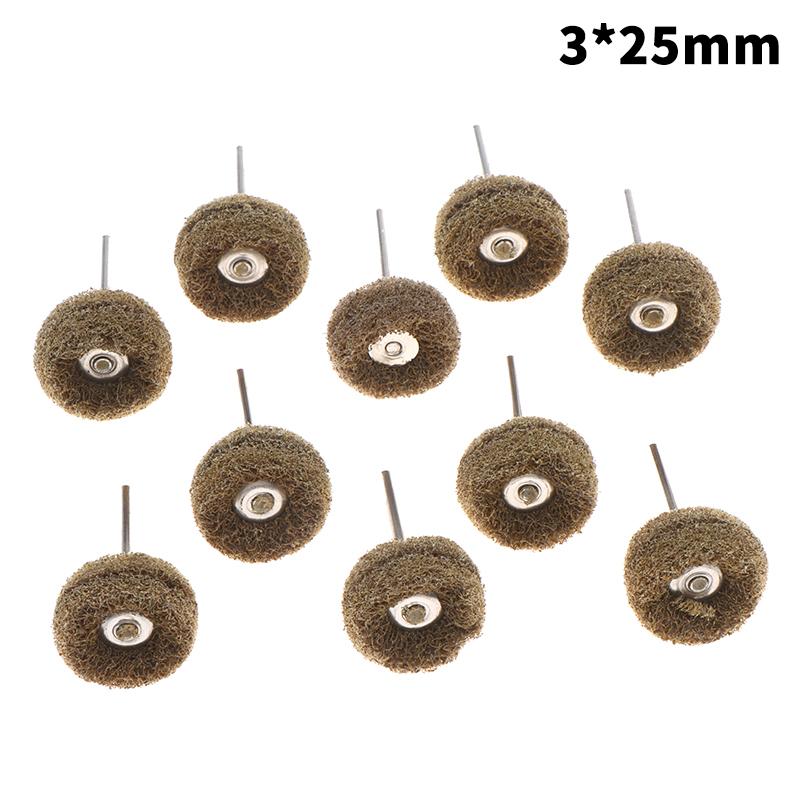 10Pcs Mini Drill Abrasive Brush Fiber Scouring Wheel Pad Cleaning Polishing Sanding Head Electric Grinder Brushes Rotary Tools