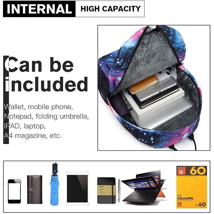 Kosiil 15.6 Inch Glow in The Dark Waterproof Backpack, Multicolor Laptop School Bag for Students, Lightweight Anti-Spill Bookbag