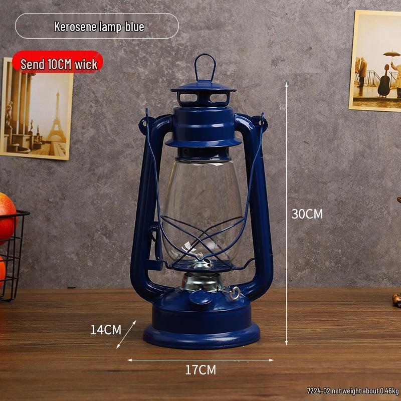 Vintage Wrought Iron Kerosene Camping Lantern - Nostalgic, Decorative Cafe Ornaments & Photo Props