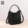 2025 Summer Textured Shoulder Crossbody Child and Mother Bag Fashionable Casual Portable Bucket Bag Trendy Vegetable Basket Woven Bag