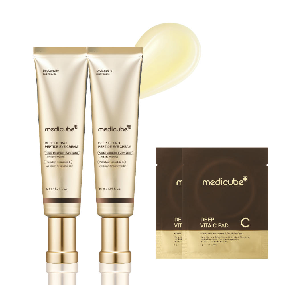 Medicube Deep Lifting Peptide Eye Cream Hydrating Firming Eye Care 30ml x2 (+ 4 Pads)