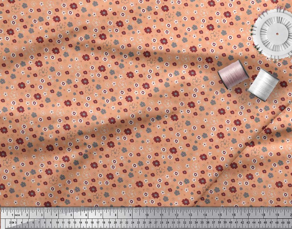 Soimoi Purple Japan Crepe Satin Fabric Flower Artistic Decor Fabric Printed Metre 42 Inch