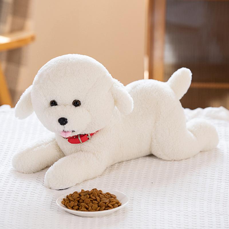 Cute Small Bichon Puppy Doll Plush Toy Simulation Dog Doll Children's Soothing Ragdoll Birthday Gift