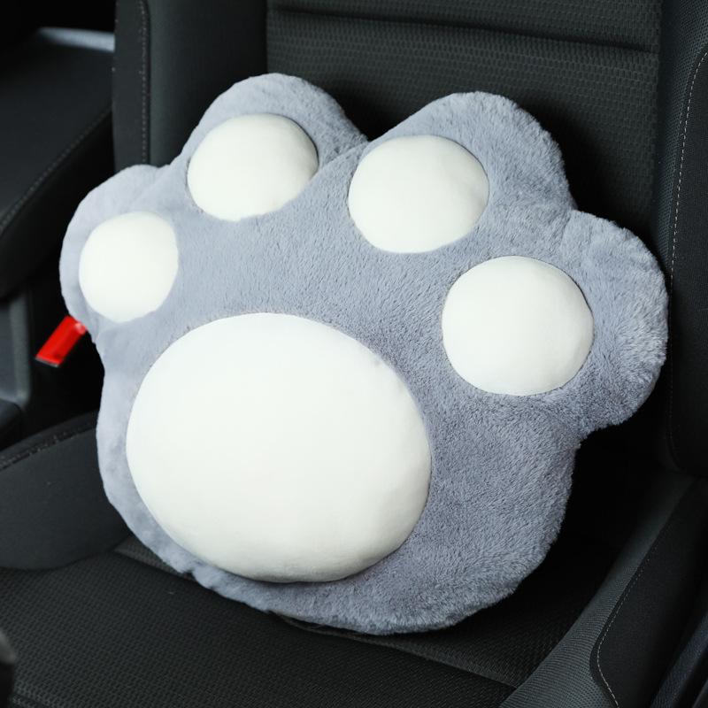 Cute Cat Paw Car Neck and Lumbar Support Headrest Pillow - Plush Backrest Decoration
