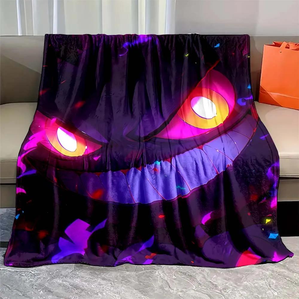 Japanese Games Pokemon Gengar Cartoon Blanket Warm Soft Flannel Material Suitable for Home Sofa Travel Camping RV Luxury Gift
