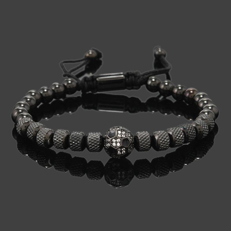 Luxus Fußball Anhänger Edelstahl Perlen Herren Armbänder Hand Schmuck Geschenke Pulseras Hombre