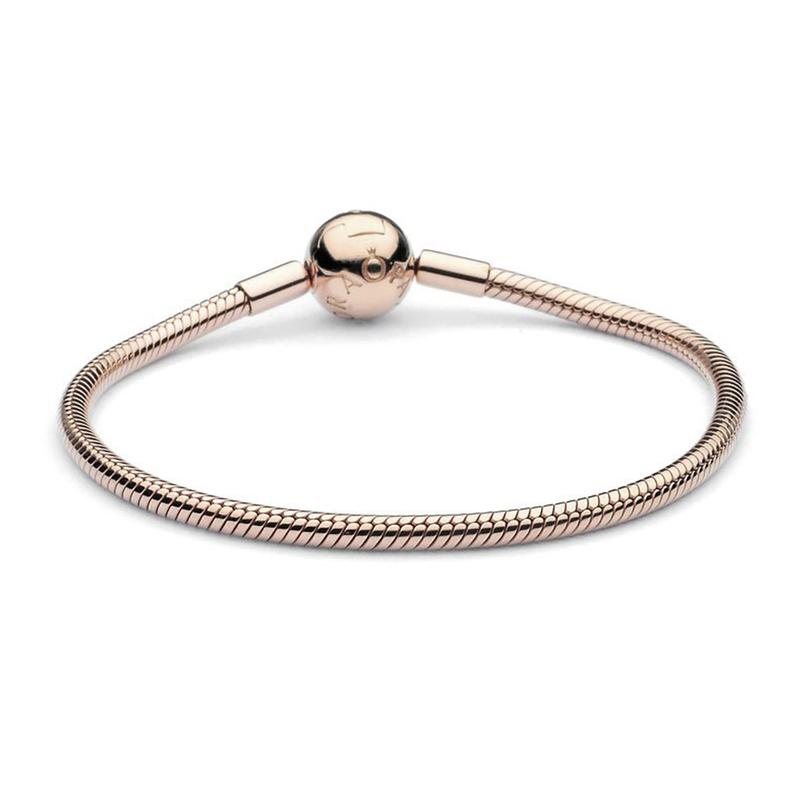 Pandora Moments Snake Chain Bracelet Women's Rose Gold 580728