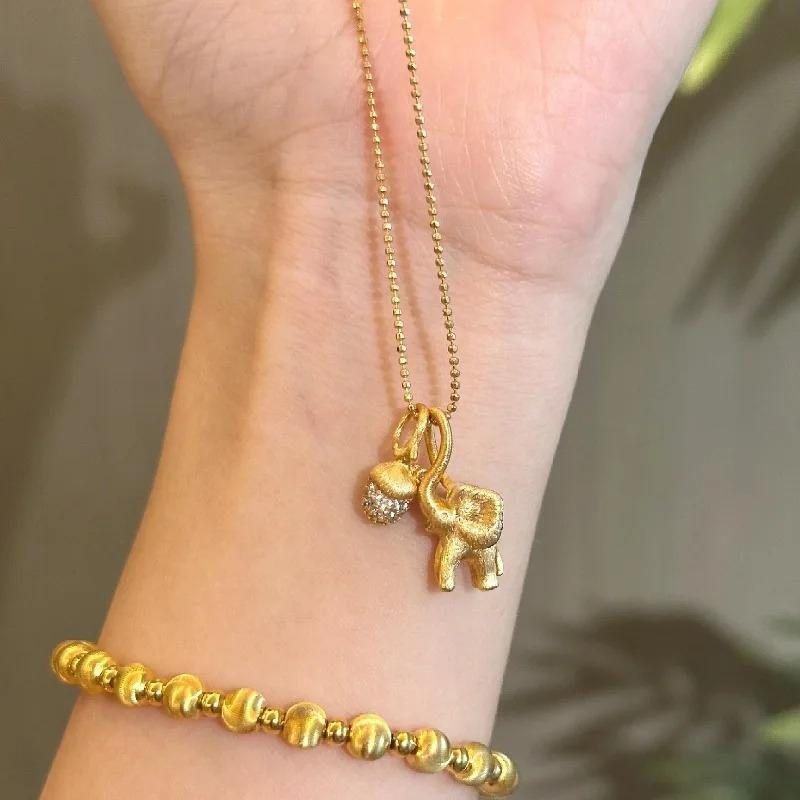 Creative New In Brushed Pine Cone Long Nose Elephant Necklace Diamond Inlay Retro Fashion Exquisite Collar Chain Jewelry Gift