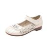 Summer middle-aged sandals shallow mouth breathable leather flat heel soft sole mother shoes Velcro casual hollow sandals women