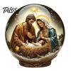 Decoración Religiosa Niño Jesús Bola de Cristal Navideña Figura, Acrílico 2D Cabaña de Invierno Carrusel Regalo Festivo Ligero Adornos de Mesa