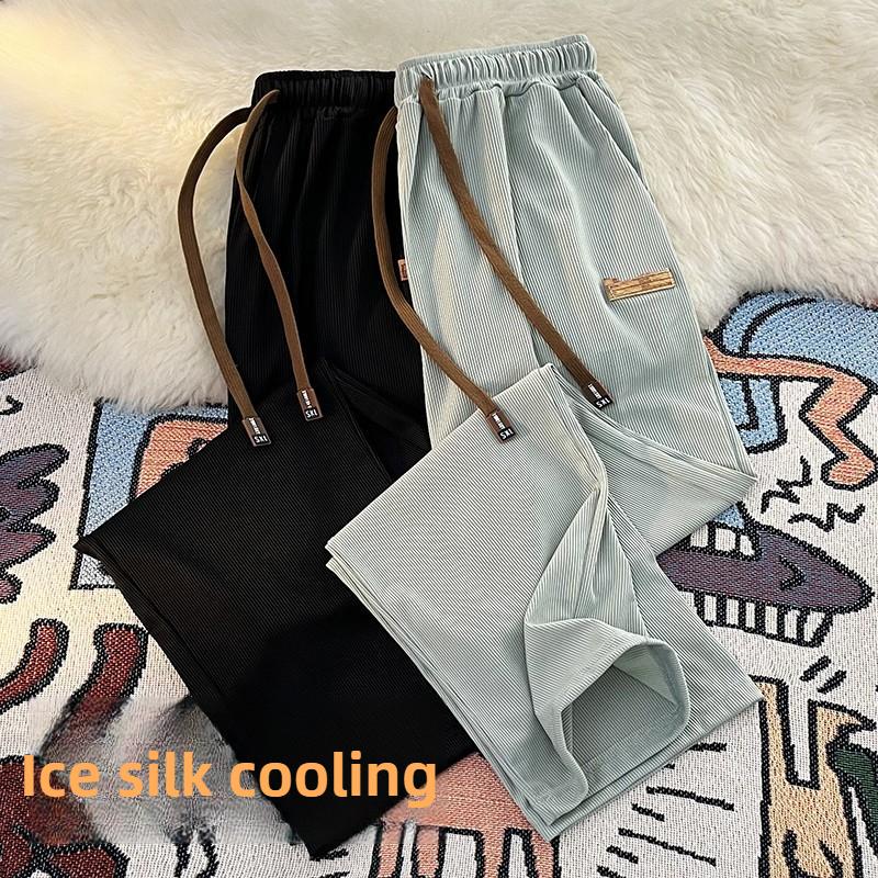 Ice Silk Casual Pants Summer New Men's Pants Thin Tide Loose Quick Dry Straight Pants Trend Sports Pants Men