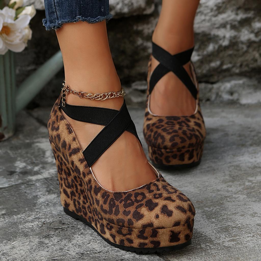 Fashion Women Shoes Flock Buckle Bowtie Ankle Strap High Heels Sexy Platform Wedges Female Pumps Red Wedding Shoe Zapatillas De Deporte