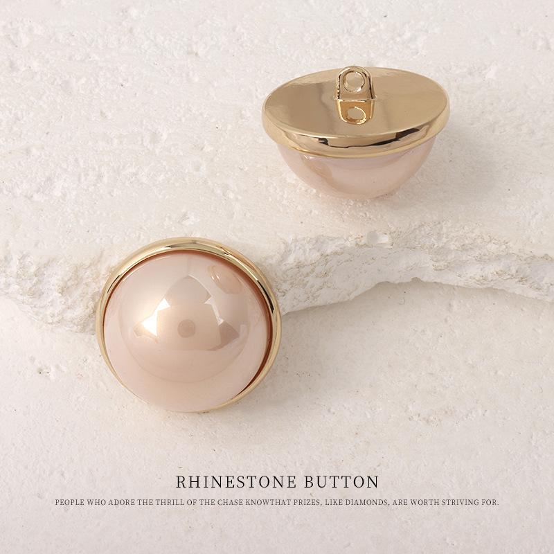 

5pcs High-End Metal Pearl Button Coat Trench Coat Fur Coat Mushroom Button Suit Cardigan Button Accessories 15mm gold + powder