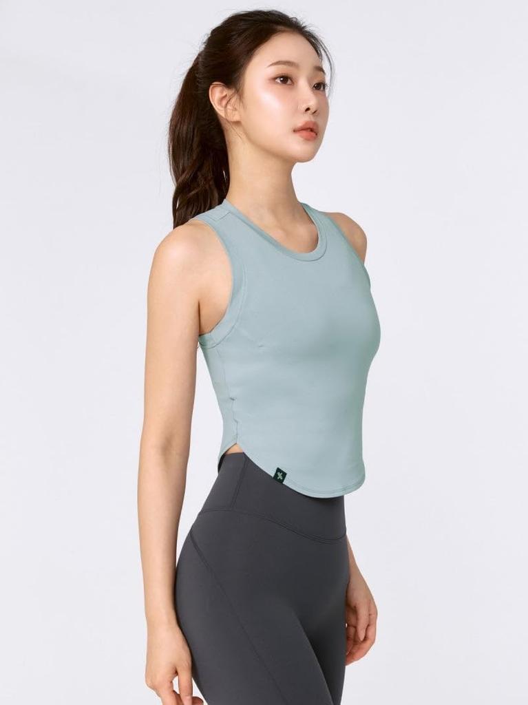 XEXYMIX Sleeveless Cropped Tank Size Cashmere XT4354G Women's Top, L, Green,