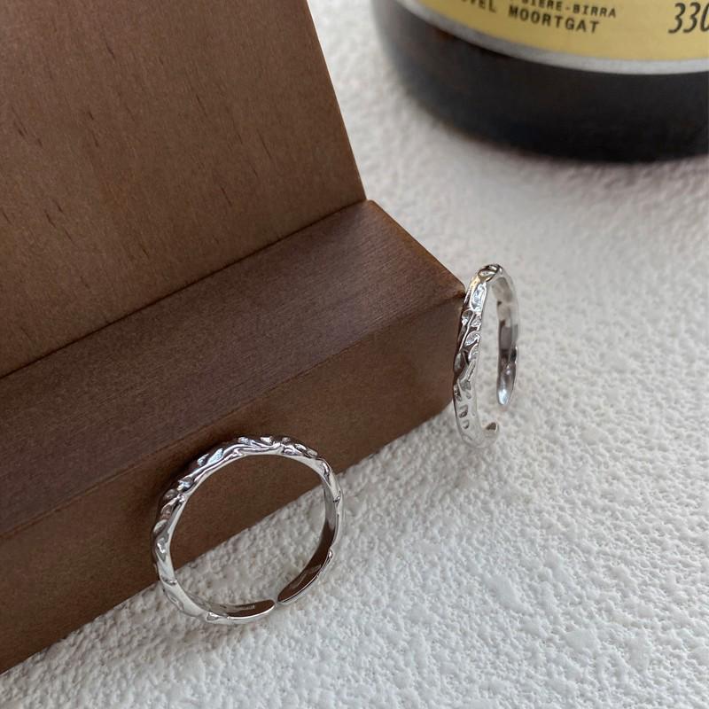S999 Sterling Silver Candy Wrapper Texture Couple Rings - Luxury, Simple, Versatile, Openable Bands Adjustable