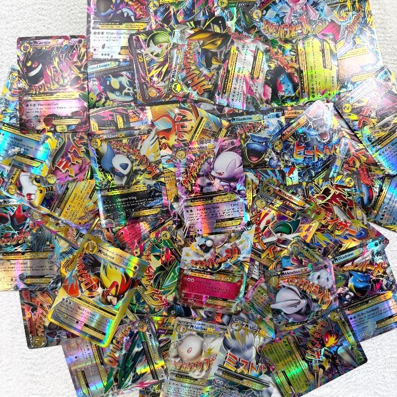 60Pcs Mega Ex Trading Card Collection Flash Mega Evolution Pocket Monster Tcg Anime Battle Game Collectible Toy Gift