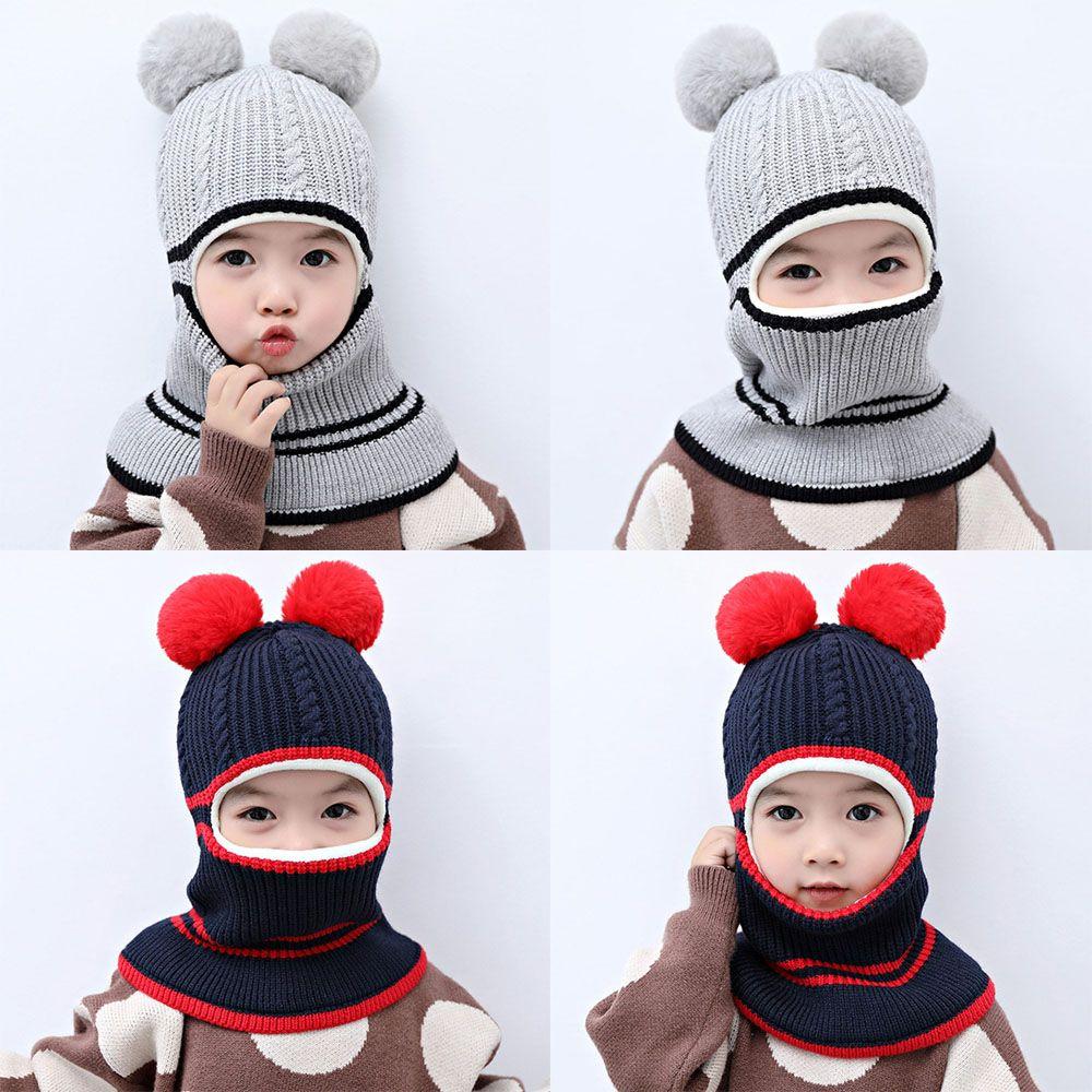 Masked Cap Winter Warm Baby Beanie Hat Cartoon Balaclava Hat Children Knitted  Cap Neck Face Guard
