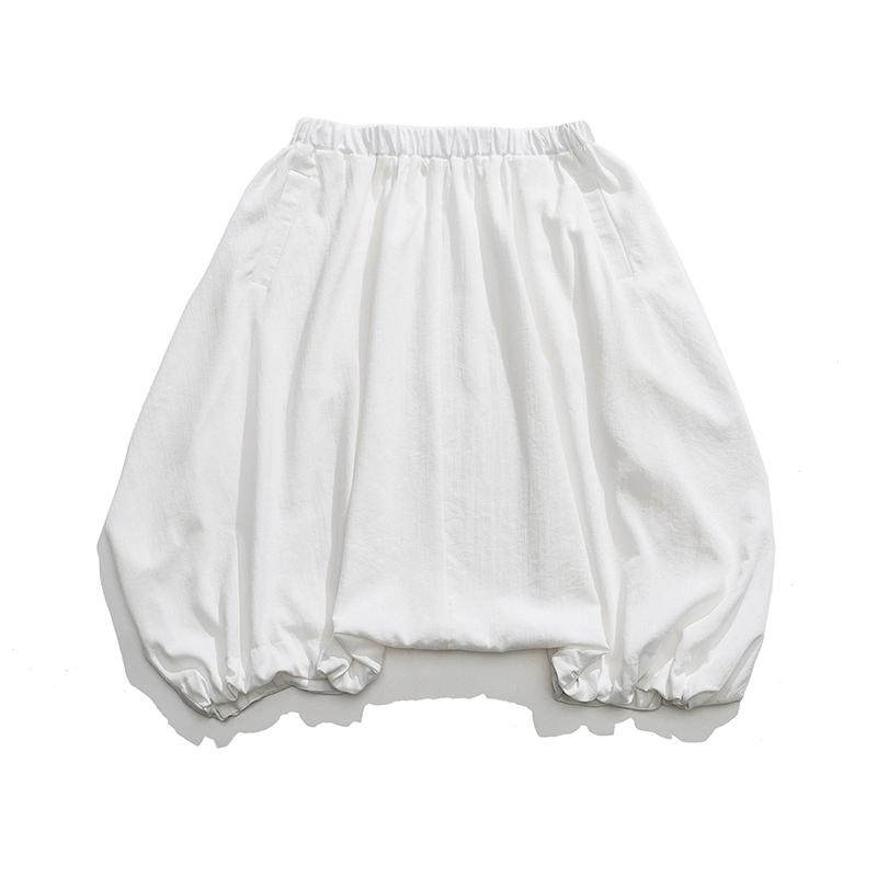 

Мужские шаровары в стиле Харадзюку, 2024, мужские летние хлопковые и льняные брюки для бега, мужские винтажные брюки в китайском стиле, однотонные брюки до икры L белый