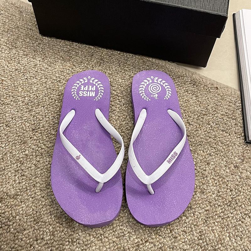 Simple flip-flops women's summer non-slip outer wear new cartoon flat-bottomed seaside beach cool slippers