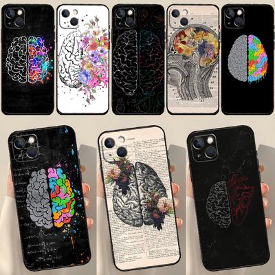 Coque Art du Cerveau Pour iPhone 13 12 11 14 15 Pro Max 7 8 Plus X XR XS Max 12 Mini SE 2020 2022 Housse Coque